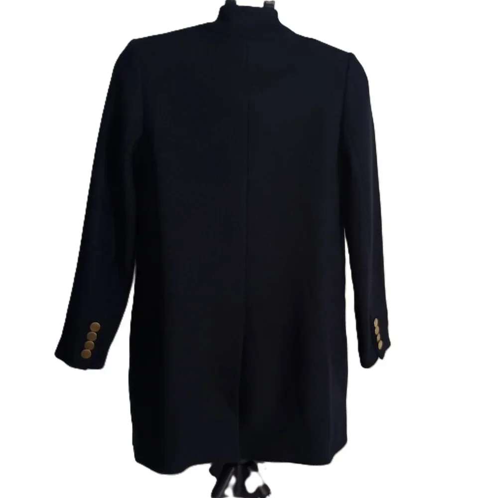 Mango Wool Blend Double Breasted Mid-Thigh Suit Coat Navy Blue Women’s XXS EUC - Picture 4 of 16